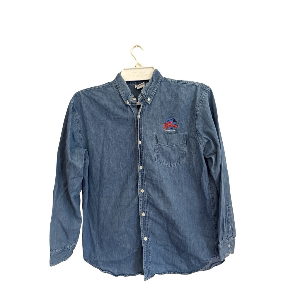 Planet Hollywood‎ Orlando Vintage Men's XL Denim Button Up Shirt Florida